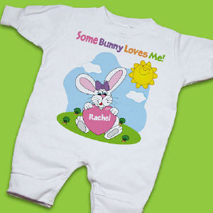 Some Bunny Loves Her Personalized Easter Fleece Romper